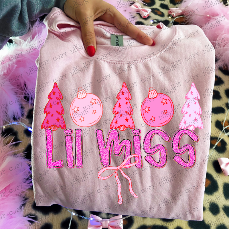 Lil Miss pink girlypop Christmas DTF Transfer