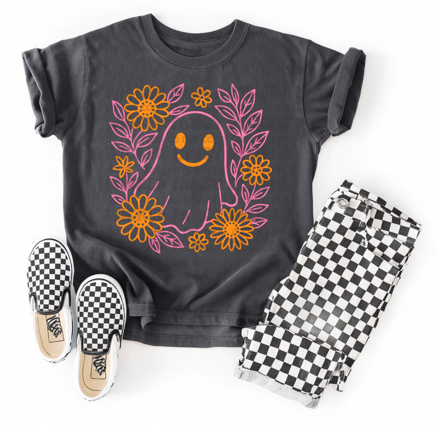 Ghost preppy floral - DTF TRANSFER (WFD)