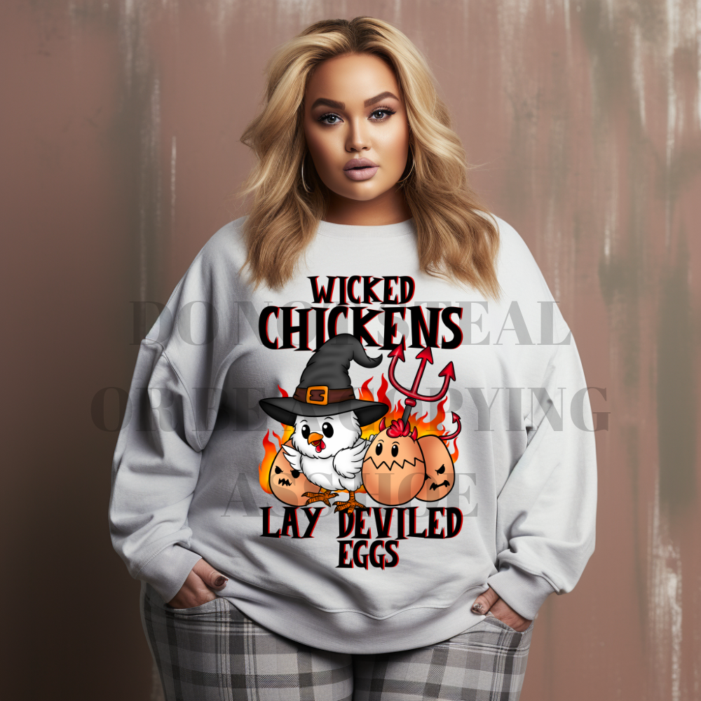 Wicked chickens lay deviled eggs - DTF TRANSFER (M4MC)