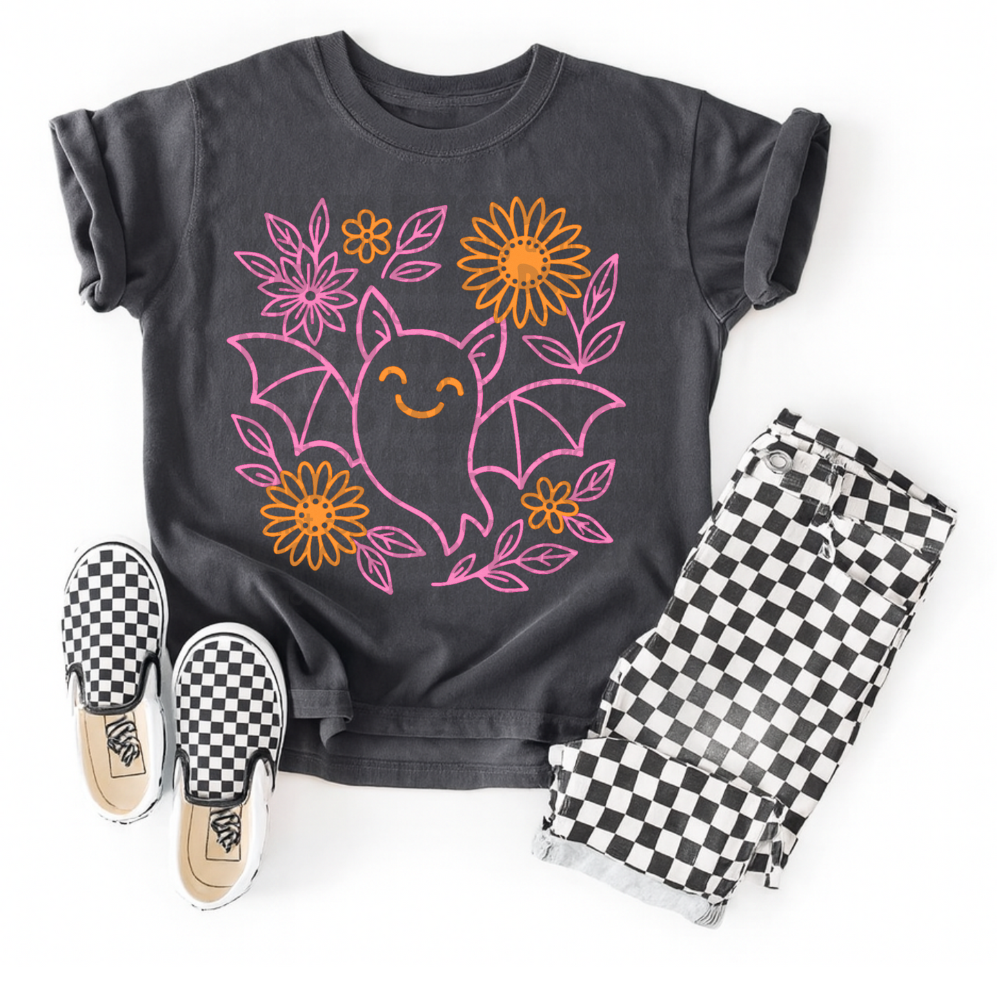 Bat preppy floral - DTF TRANSFER (WFD)