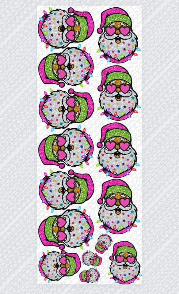 Faux sequin Sparkly Santa ; premade gang sheet
