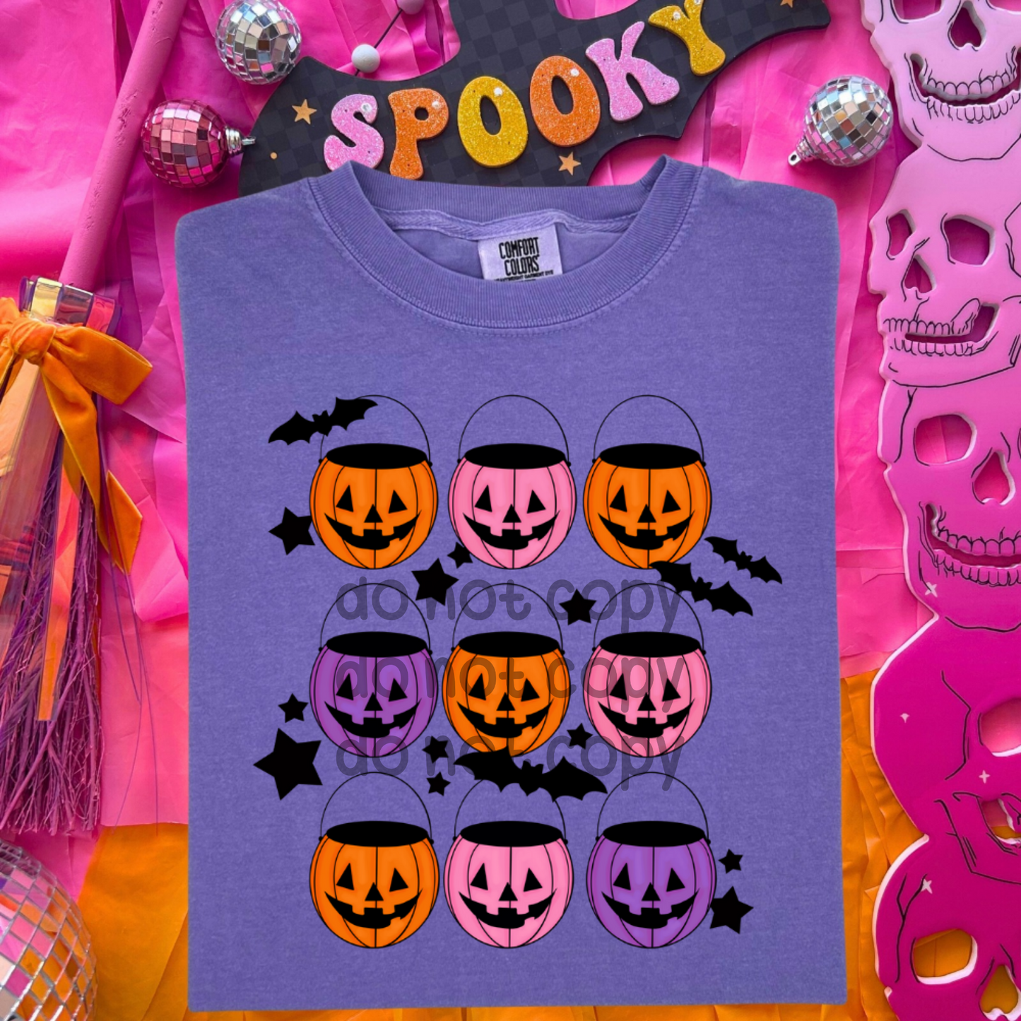 Girly halloween bucket grid - DTF TRANSFER (SDDD)