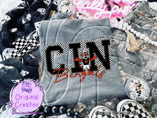 Bengals checkered - DTF TRANSFER (GLD925)