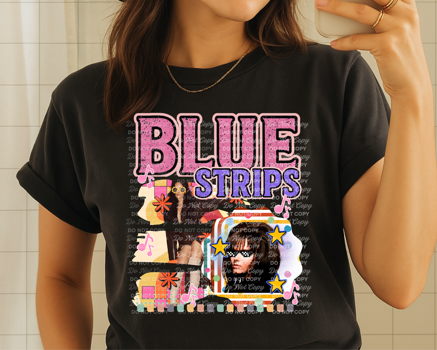 Blue strips 1 - DTF TRANSFER (Bands singers Collab FDC/BYDD)