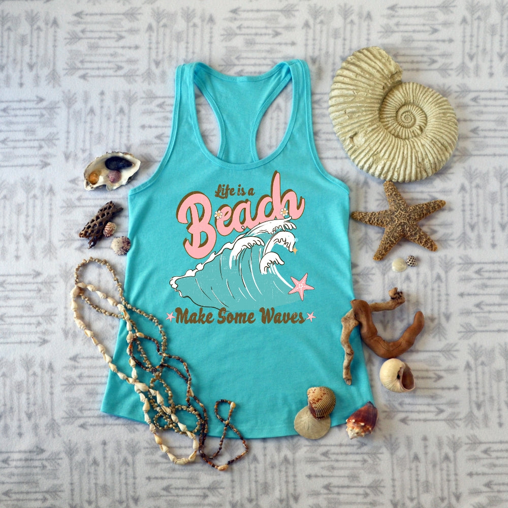 Life is a beach, make some waves BOHO SUMMER DROP / DTF TRANSFER ONLY