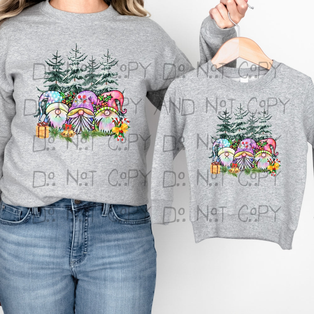 Christmas tree with colorful gnomes - DTF TRANSFER ONLY