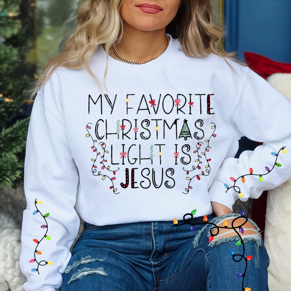 Jesus is my favorite Christmas lights BLACK - DTF TRANSFER