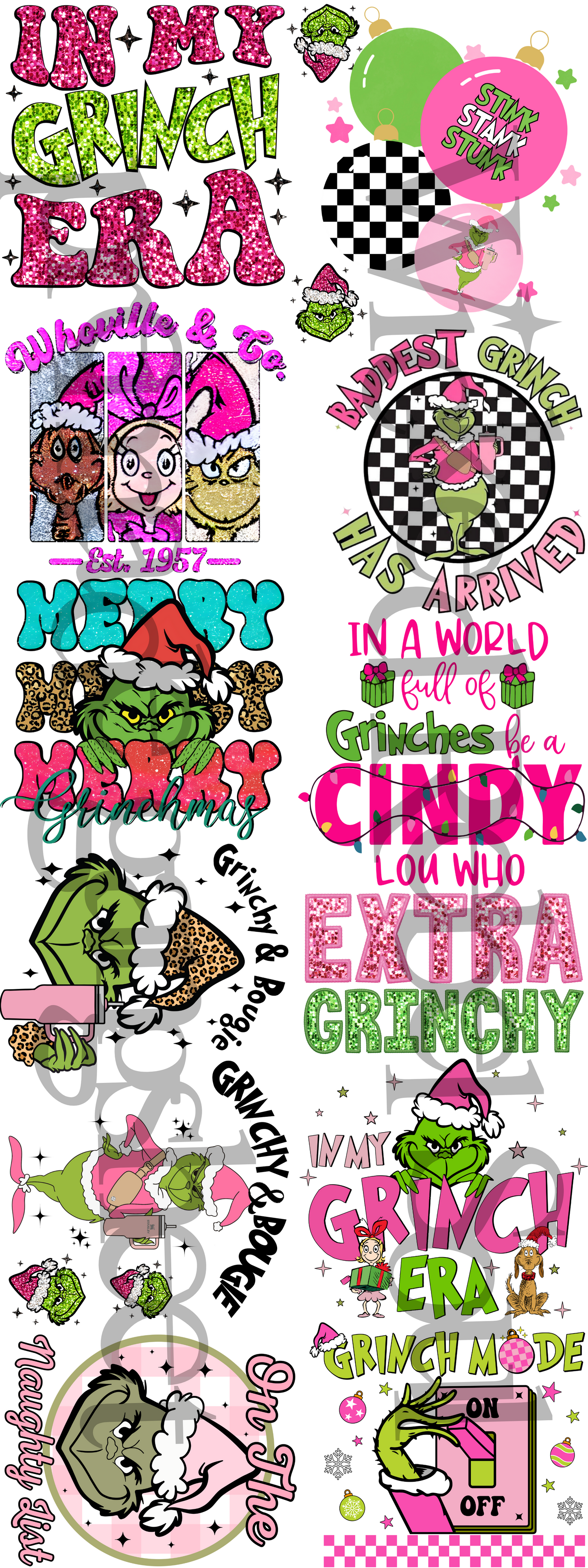 Pink Sparkly Grouch ; premade gang sheet