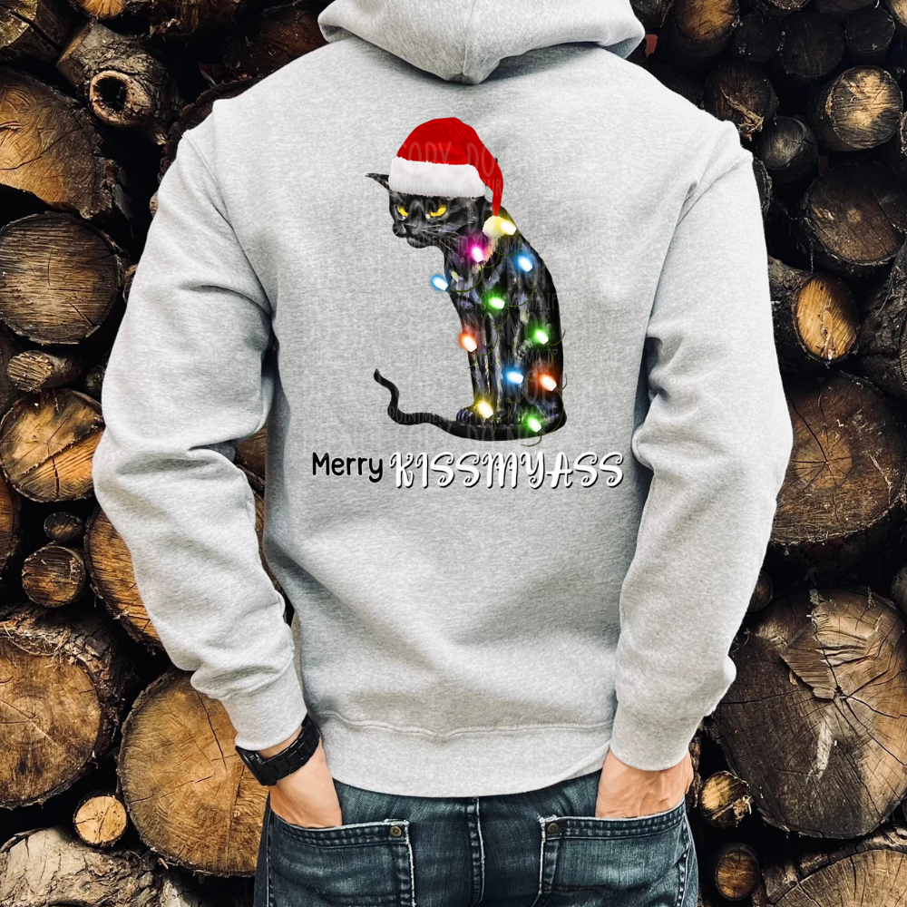 Merry Kiss my ass cat grumpy - DTF TRANSFER