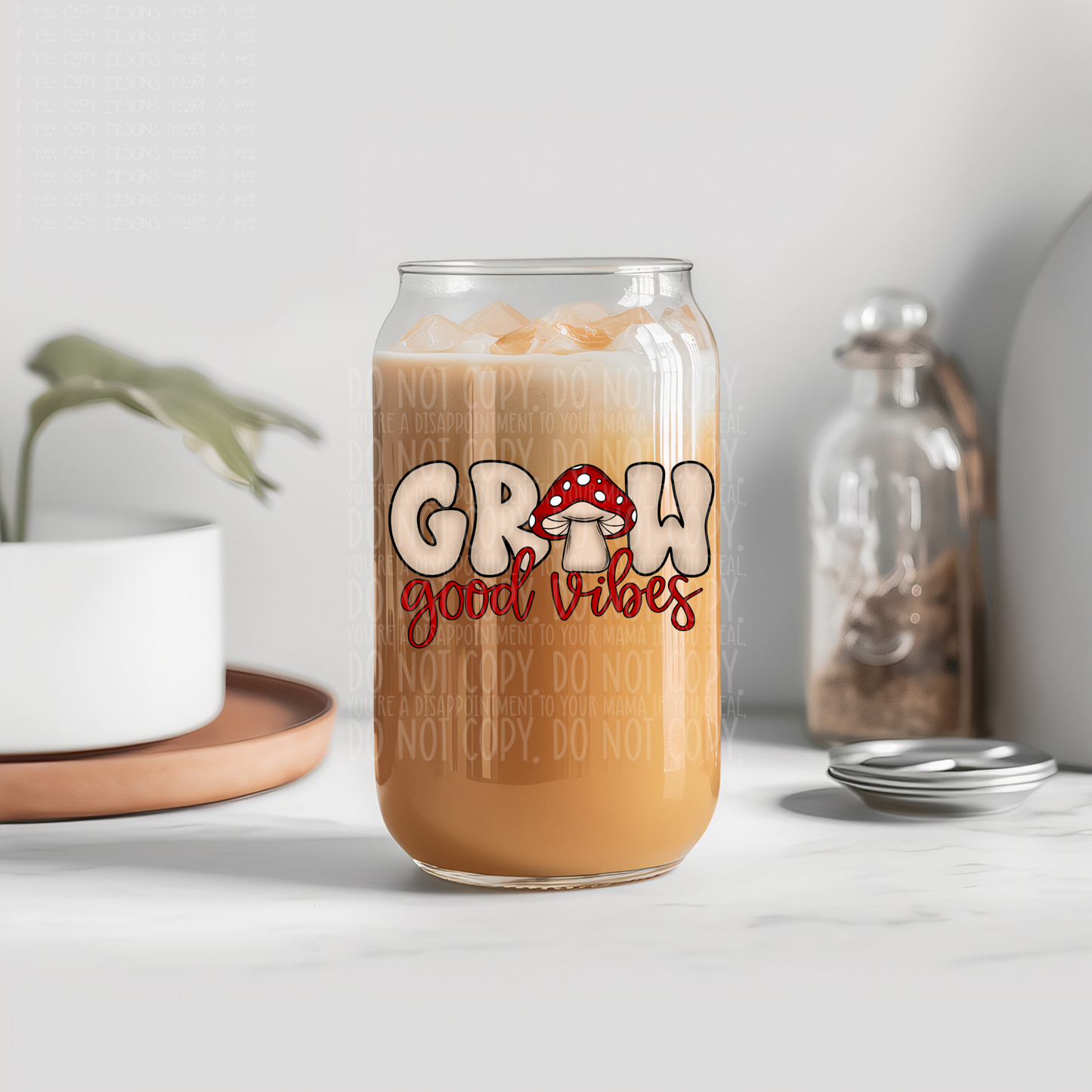 Grow good vibes mushrooms - UV dtf decal (m4mc)