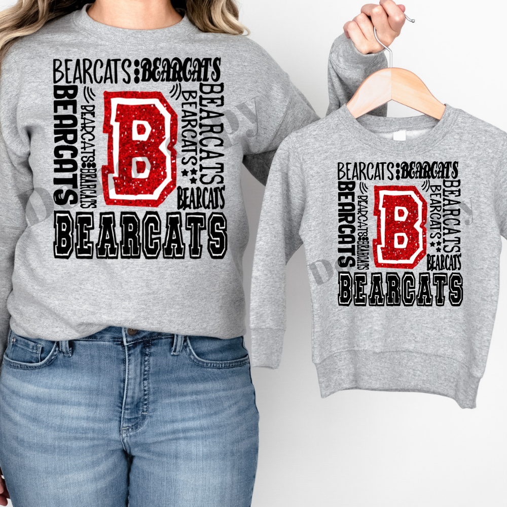 Bearcats red Repeating names - DTF TRANSFER