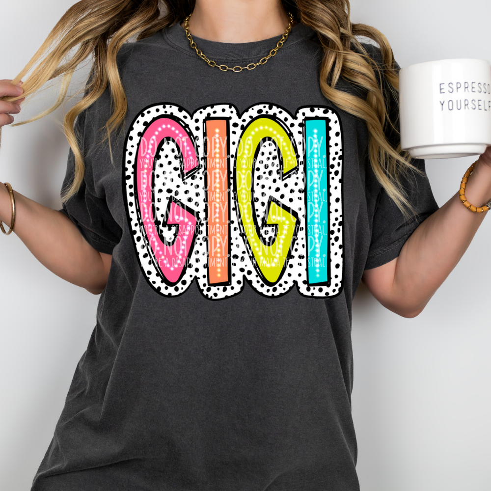 Gigi dalmatian dots colorful - DTF TRANSFER