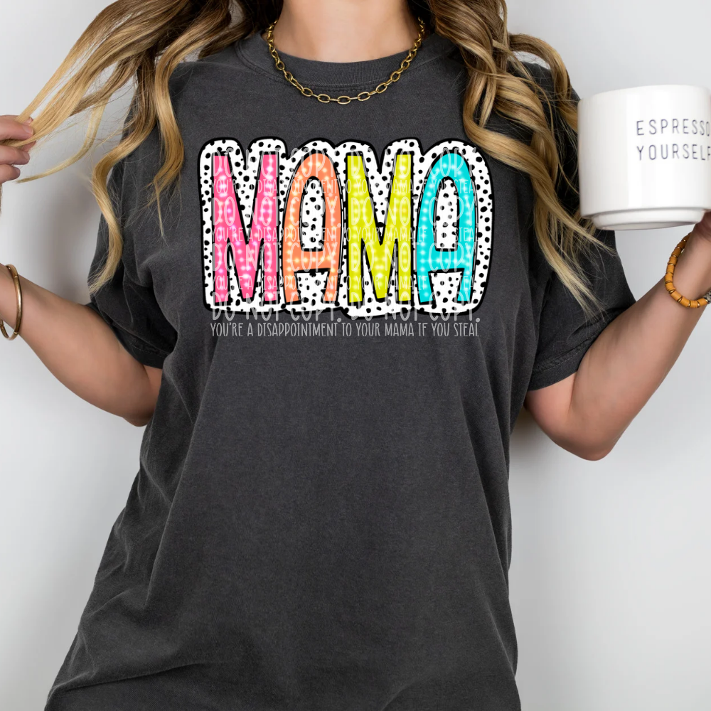 Mama dalmatian dots colorful - DTF TRANSFER