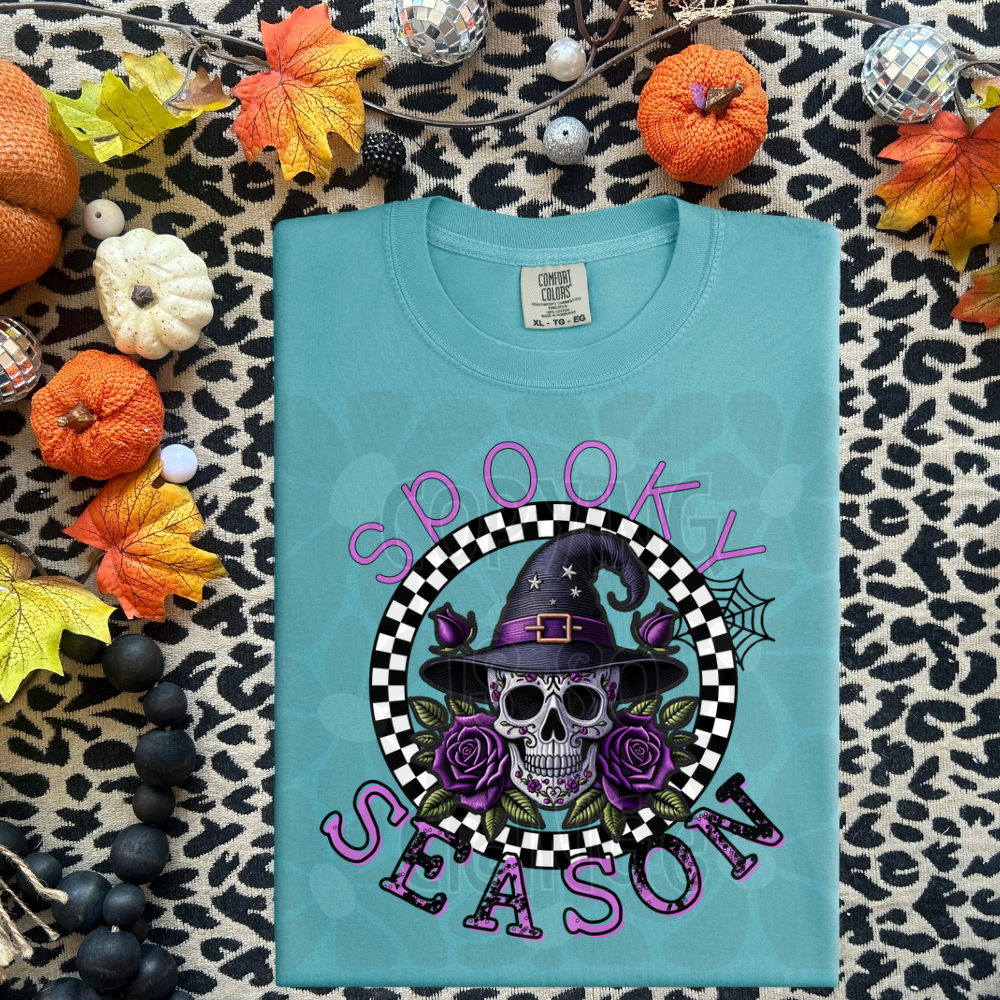 Spooky season faux embroidery skellie witch - DTF TRANSFER ONLY (WRS)