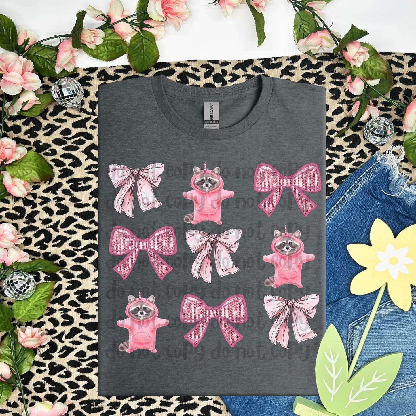 Raccoon ๐ฆ Pink coquette - DTF TRANSFER (WFD F25)