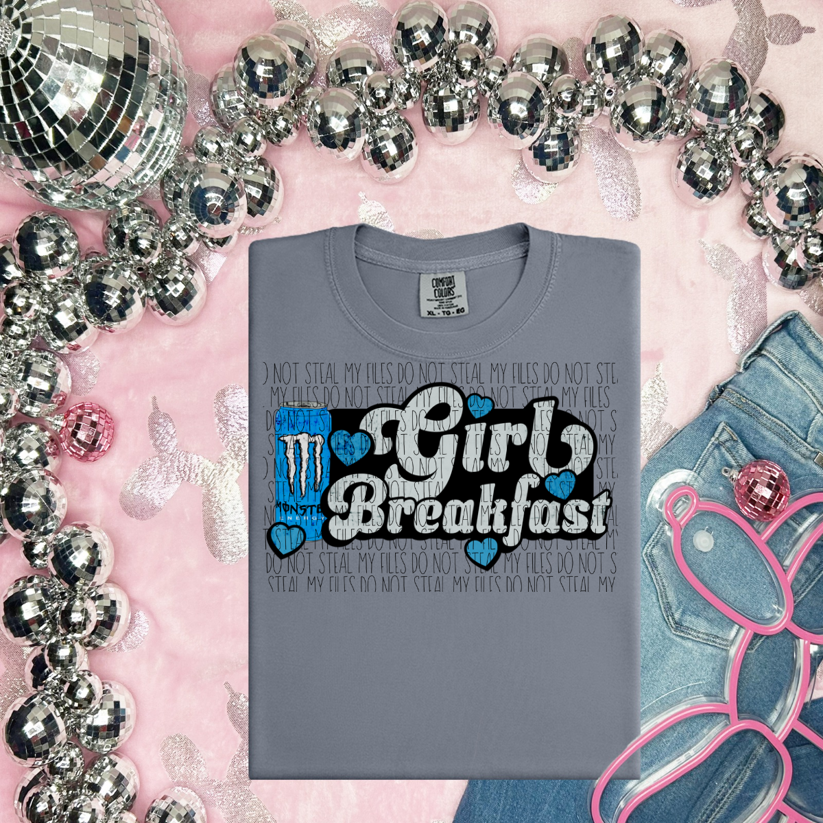 M blue energy Girl Breakfast-DTF TRANSFER (RAD)