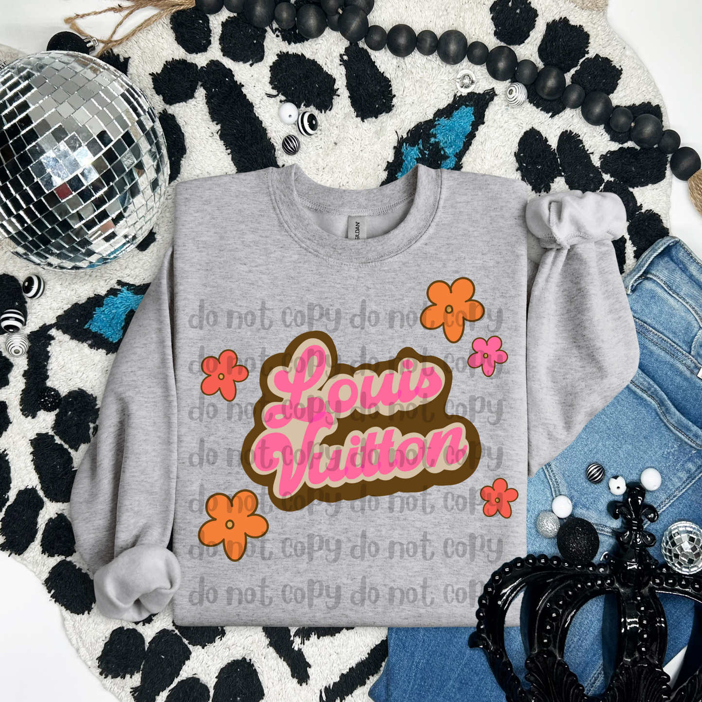 Pink orange flowers - DTF TRANSFER (BBDC)