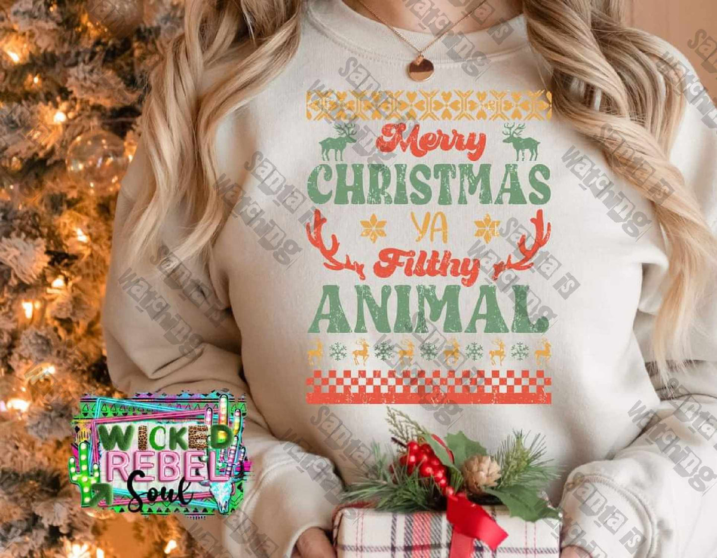 Merry Christmas Ya Filthy Animal - DTF TRANSFER ONLY (WRS)
