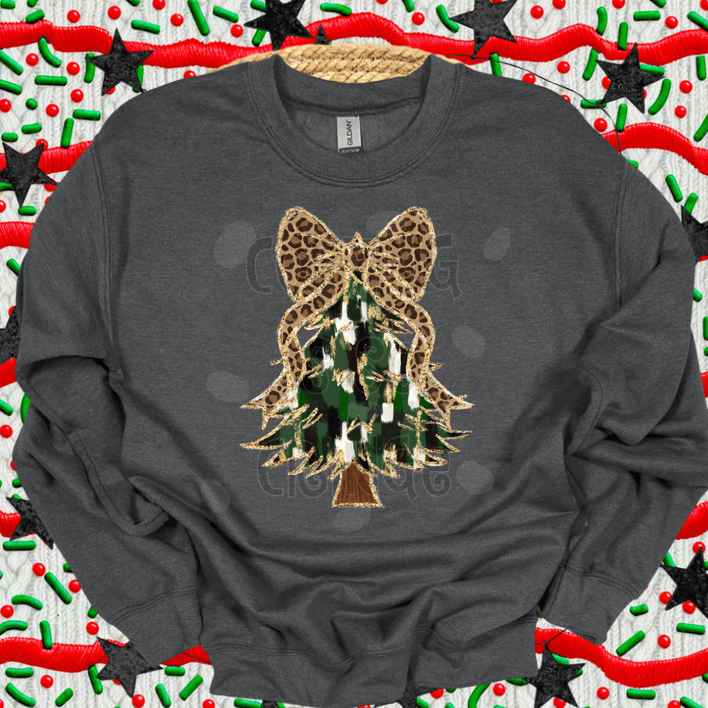 Boujee Xmas tree with bow CHEETAH - DTF TRANSFER (WRS)
