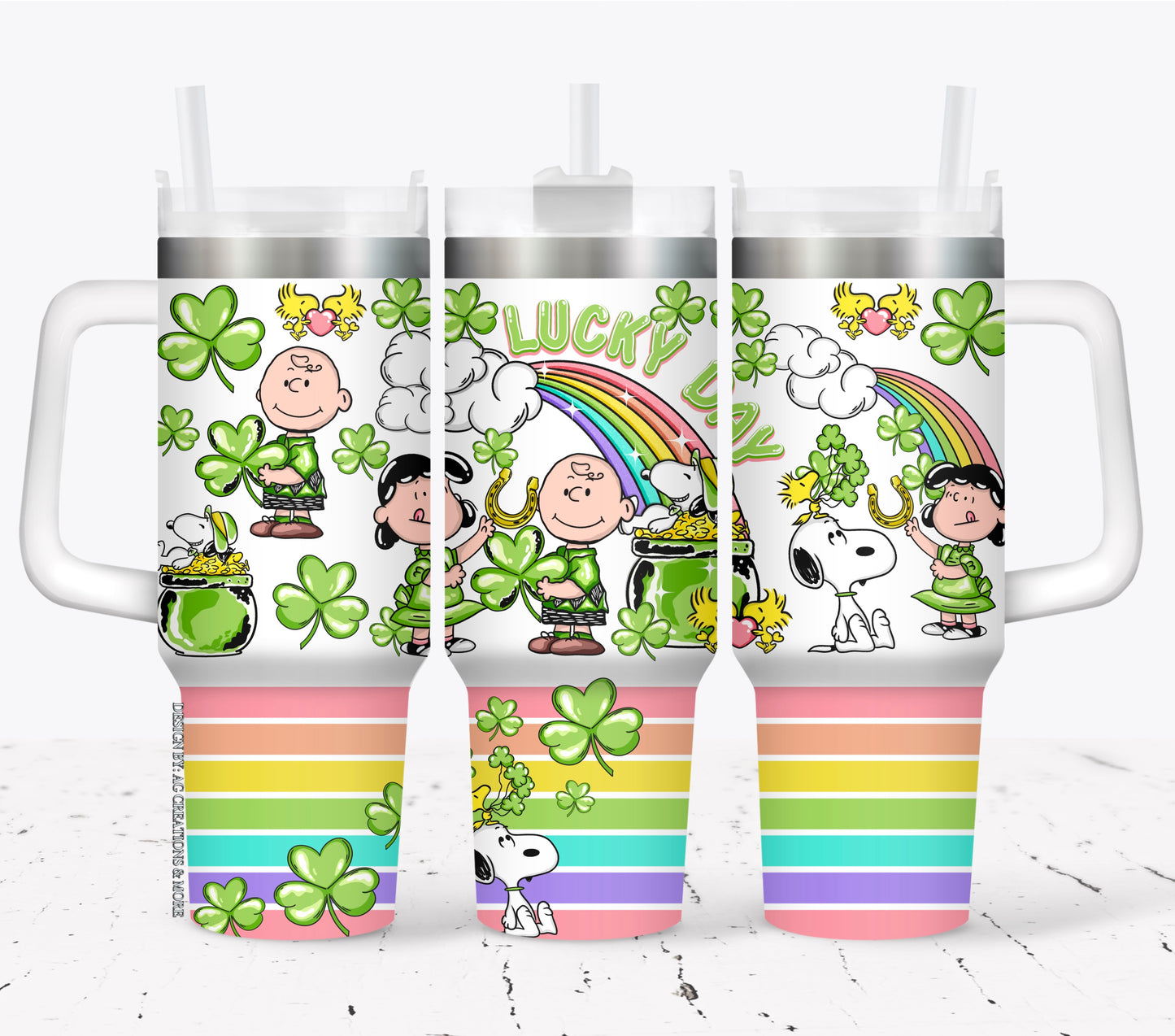 CB Lucky Day ; UV DTF 40OZ TUMBLER Wrap (top & bottom) AGCM