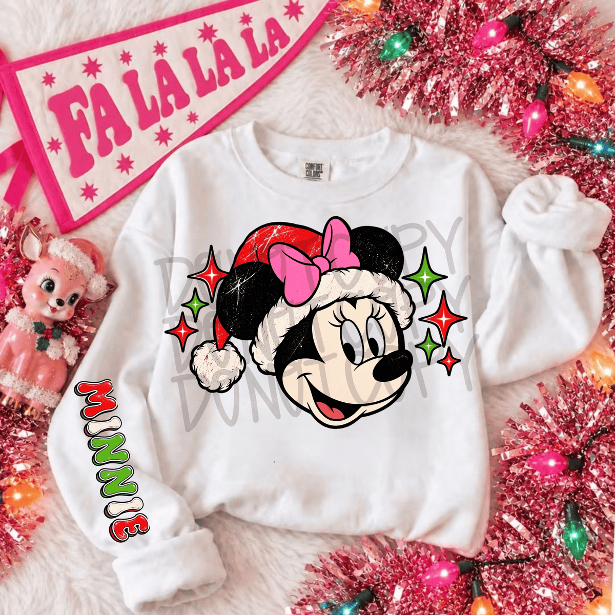 Girl mouse cute Christmas characters DTF Transfer