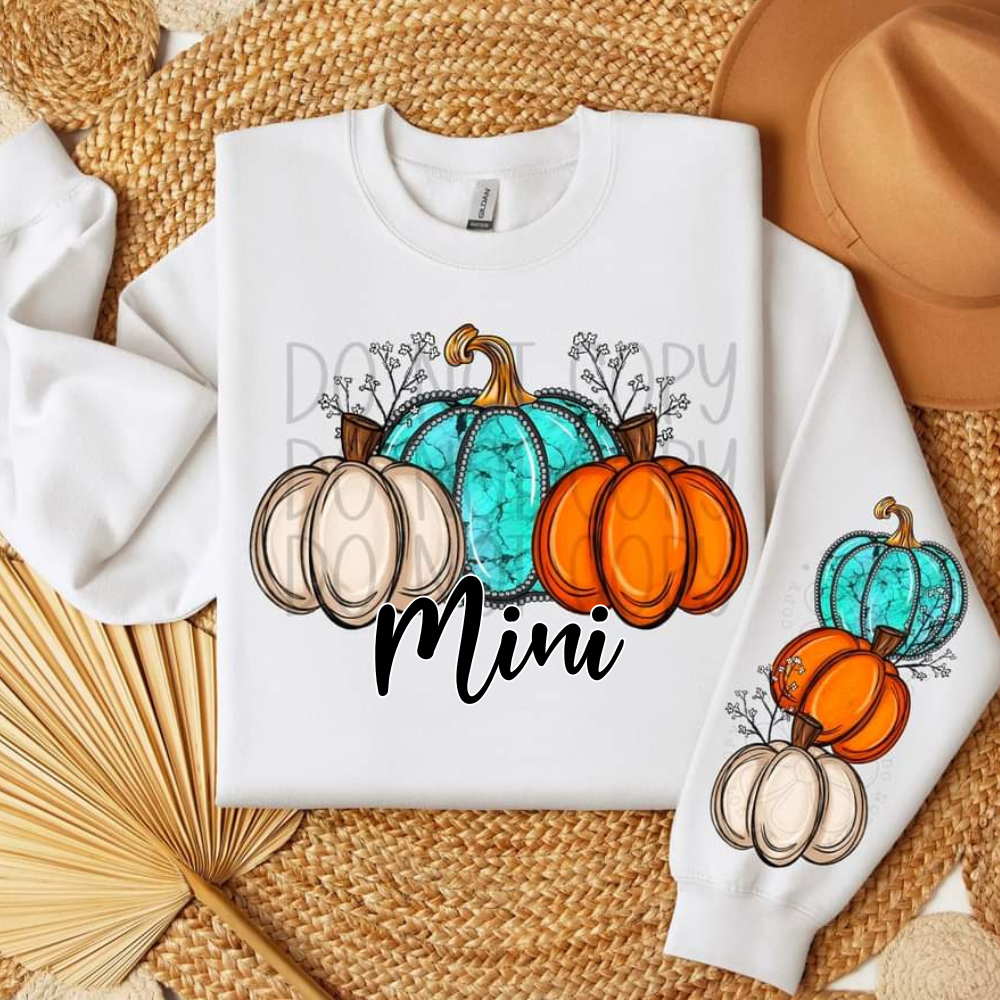Custom personalized fall pumpkin with or without sleeves - DTF transfer