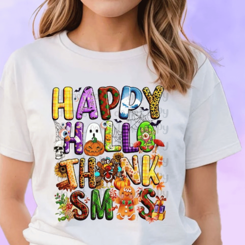 Gingerbread Happy Hallowthankmas - DTF TRANSFER ONLY