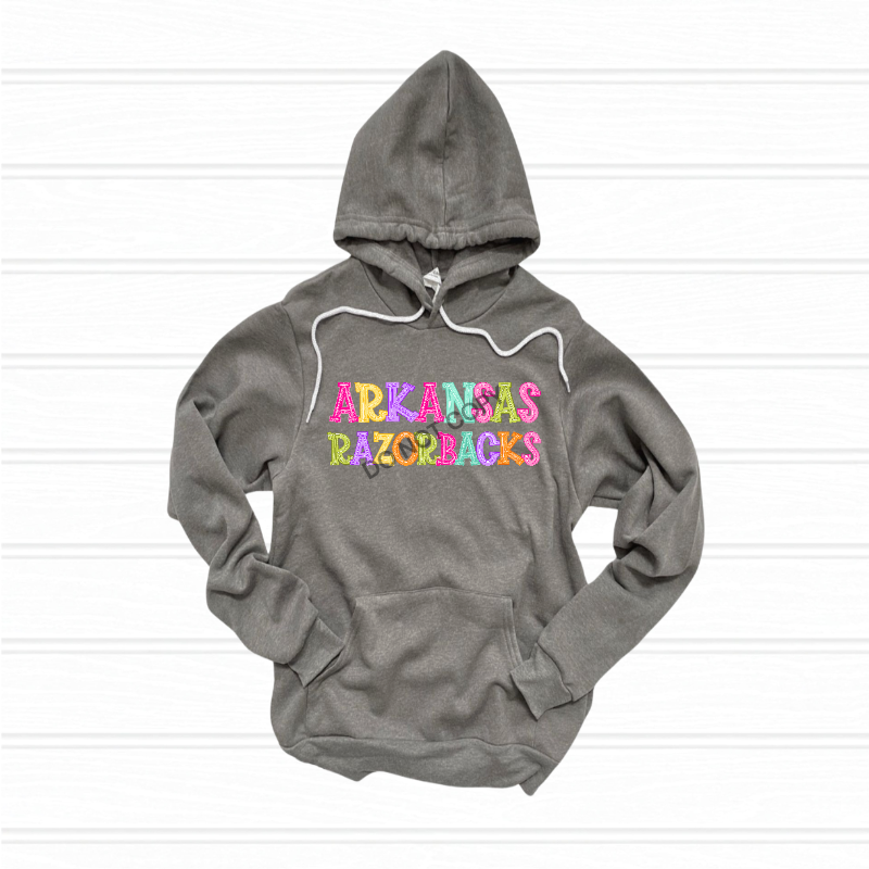 Razorbacks preppy typography - DTF TRANSFER (DKDBK)