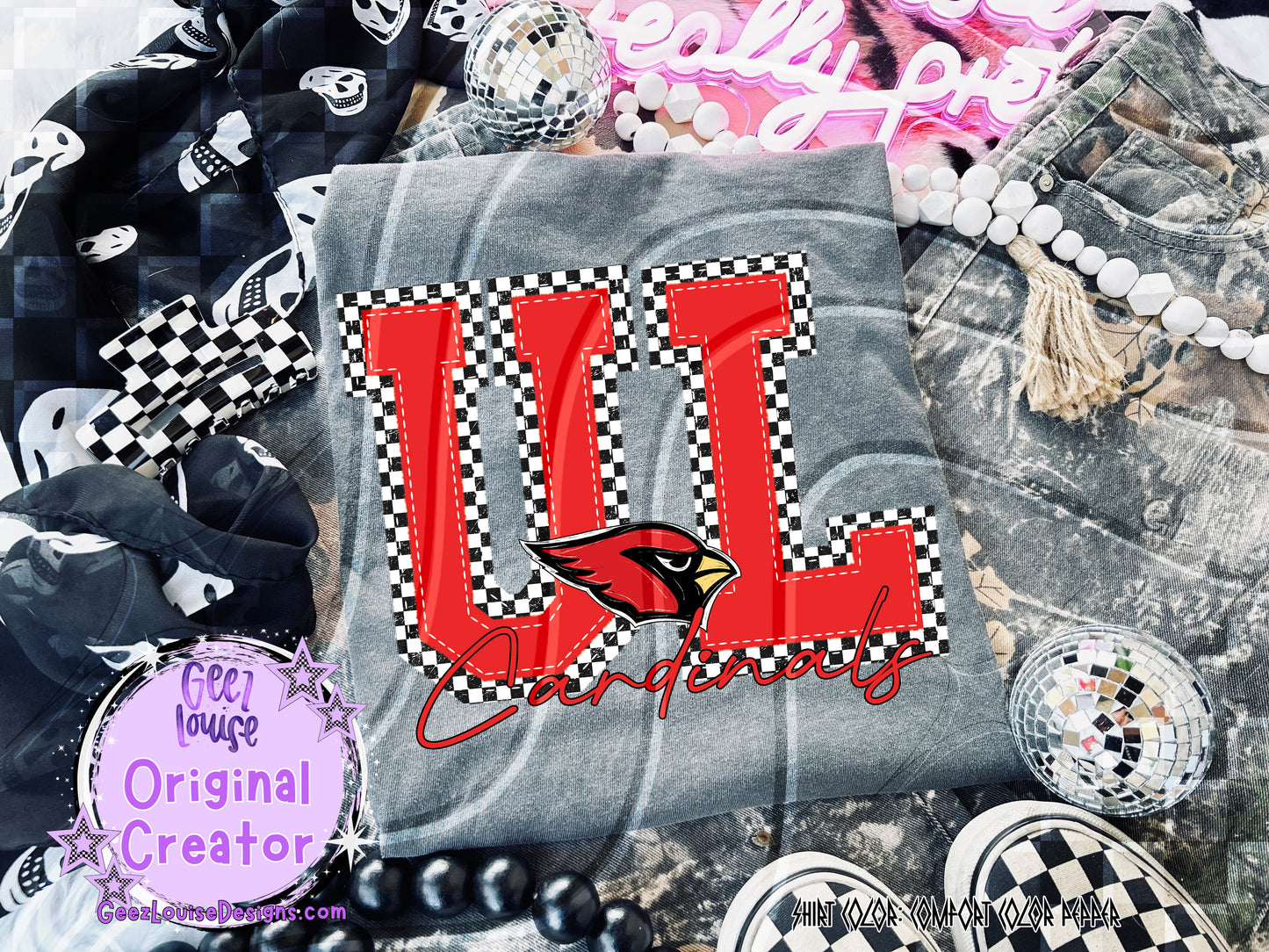 Cardinals checkered - DTF TRANSFER (GLD925)