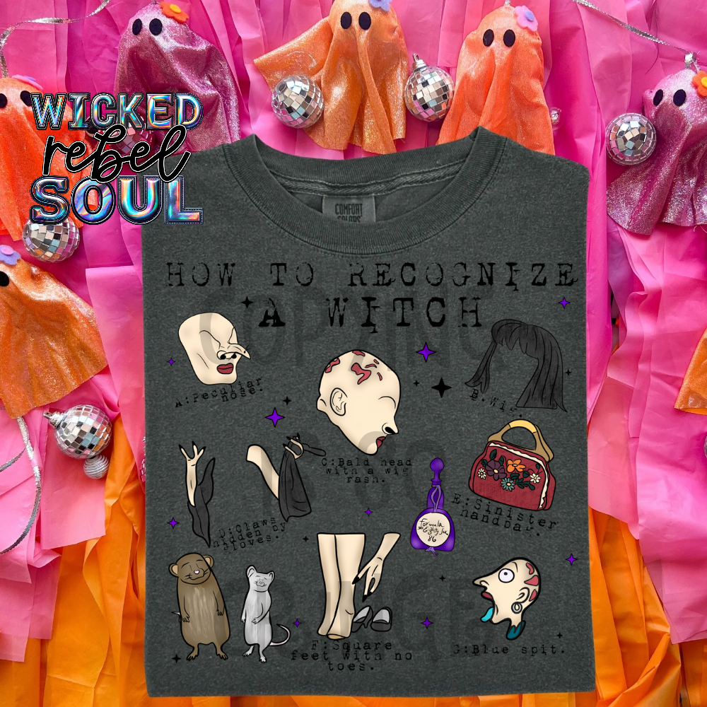 How to recognize a witch NO BG - DTF TRANSFER ; 90s throwback Collab NDC/MMDD
