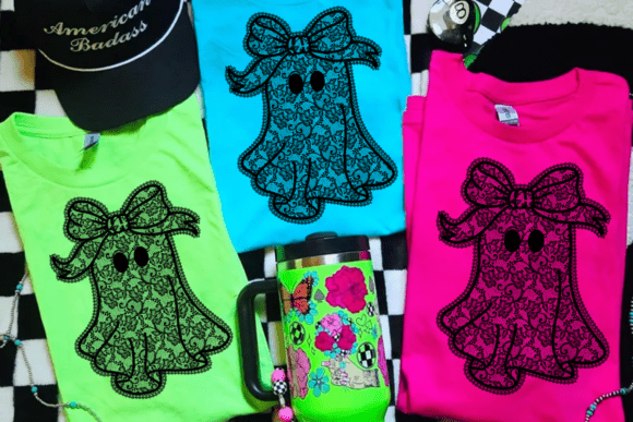 Black lace coquette bow ghost - DTF TRANSFER (CFD)