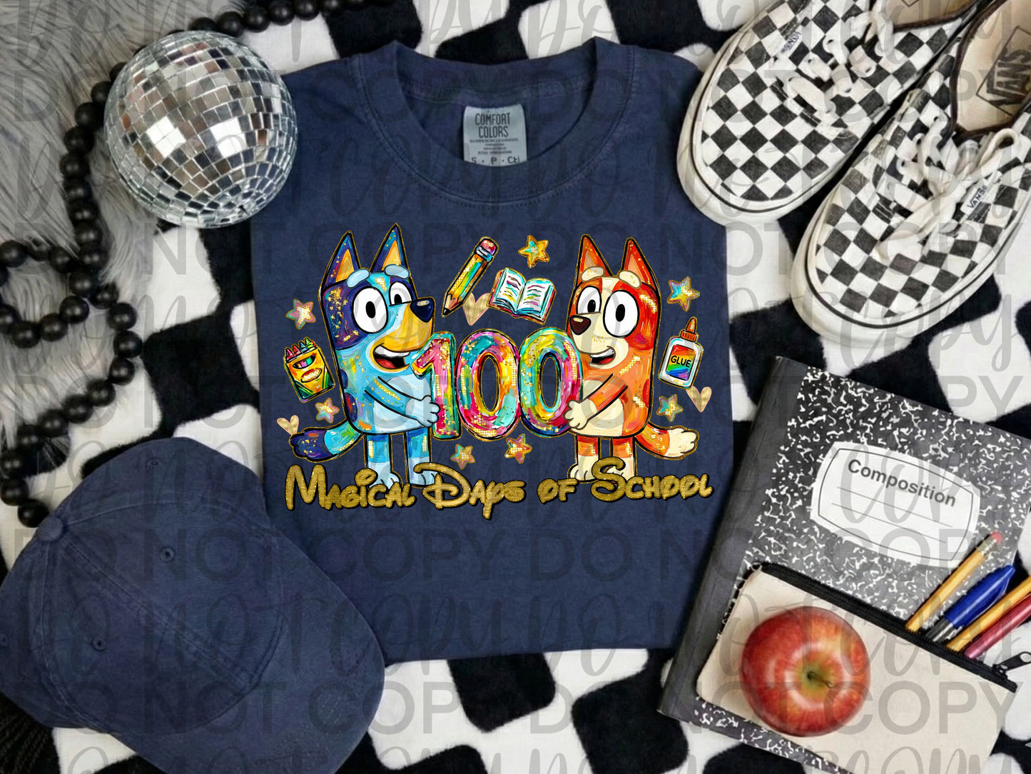 Blue dog Magical days of school - DTF TRANSFER (100 days of growth school edition collab)