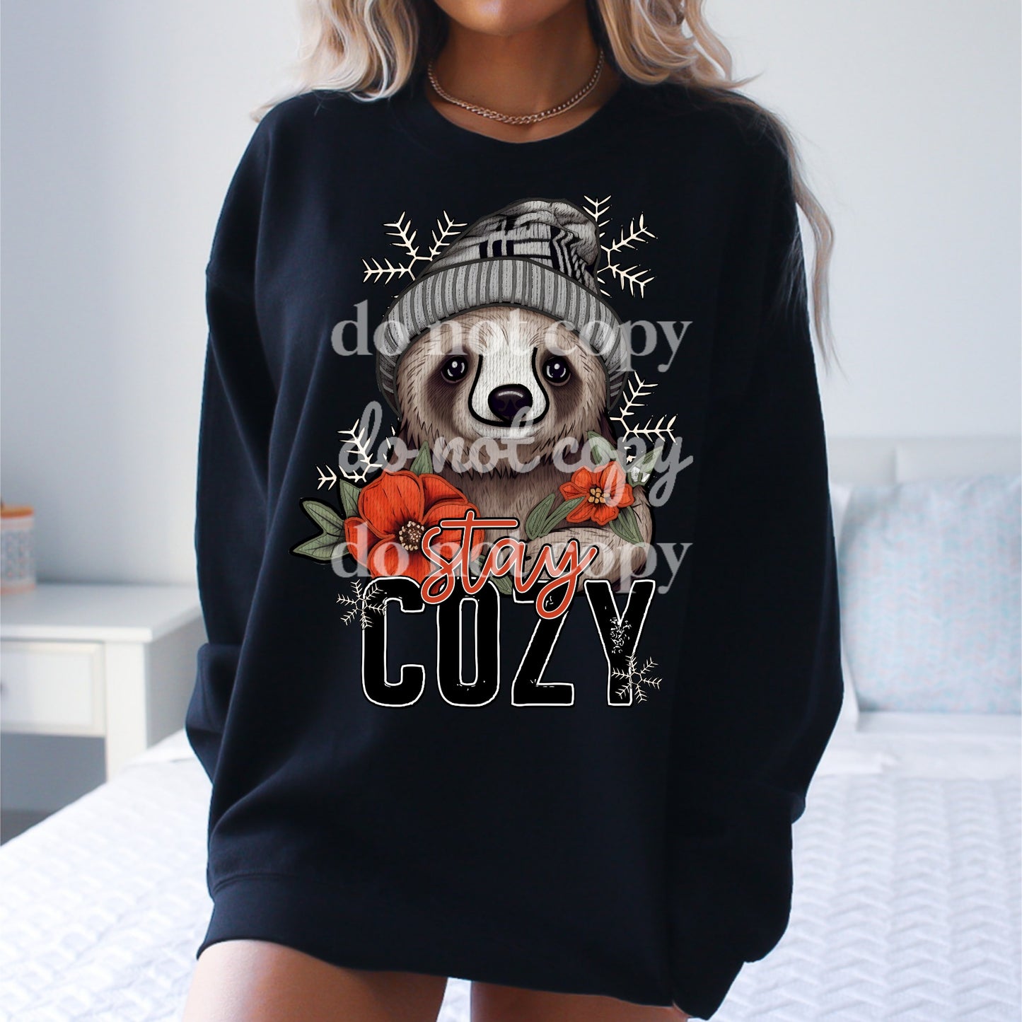 Stay Cozy Sloth - DTF TRANSFER ONLY (TED)