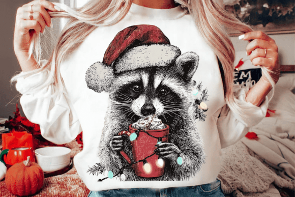 Hot Cocoa Racoon (DTF TRANSFER)