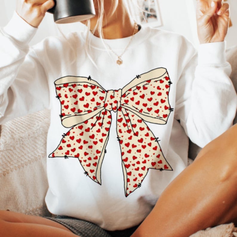 Hearts in bow- DTF TRANSFER (ULF)