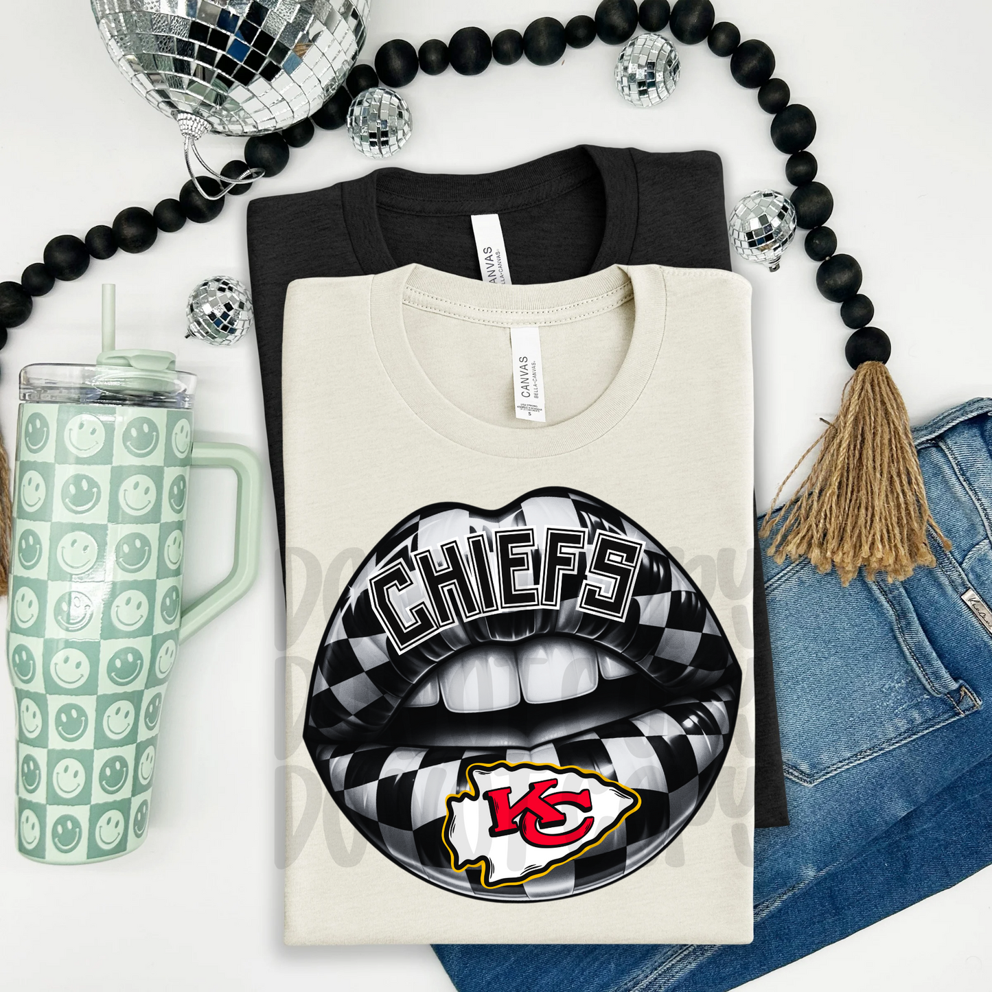 Chiefs ; Checkered Lip - DTF TRANSFER (T4KD)