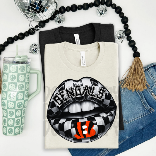 Bengals ; Checkered Lip - DTF TRANSFER (T4KD)