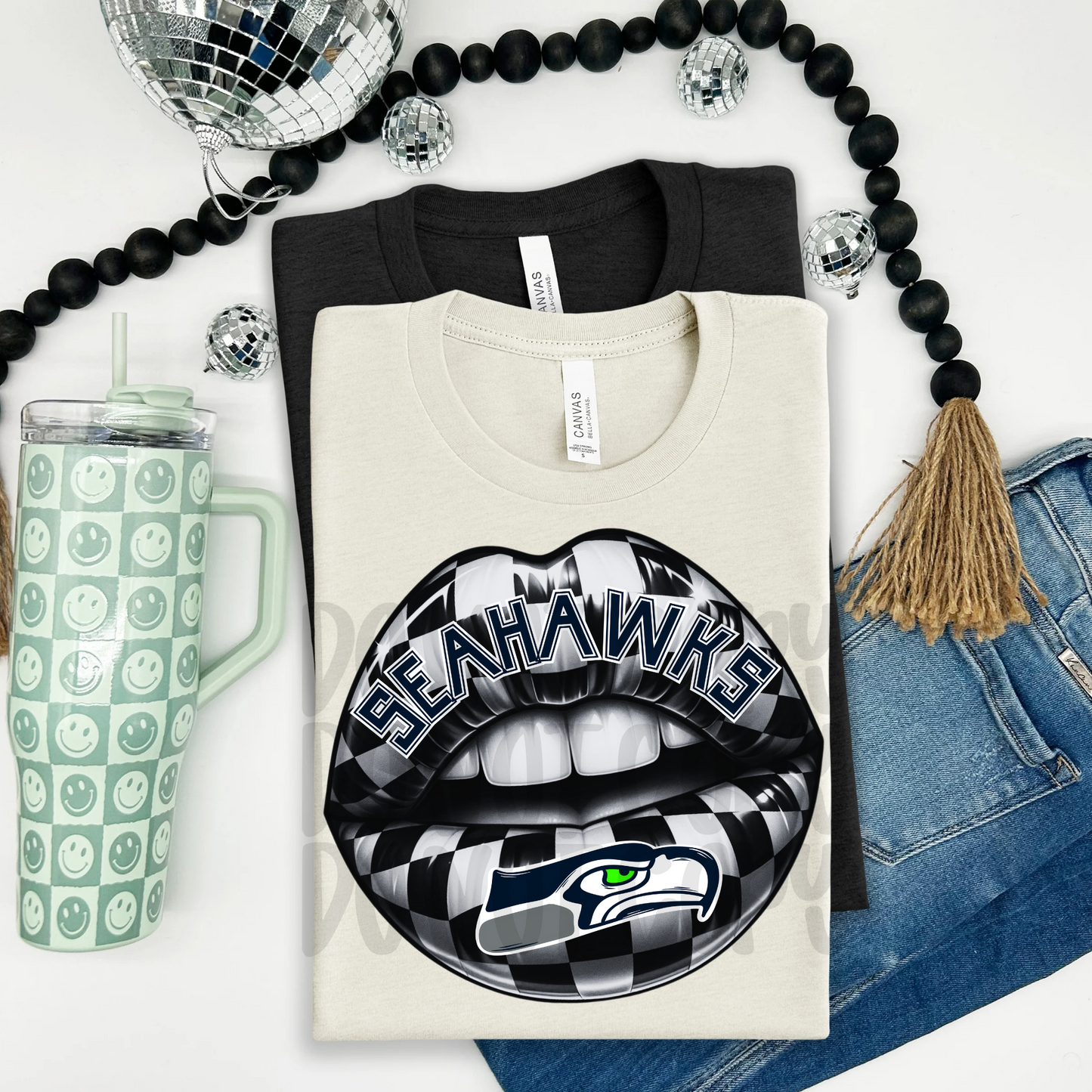 Seahawks ; Checkered Lip - DTF TRANSFER (T4KD)