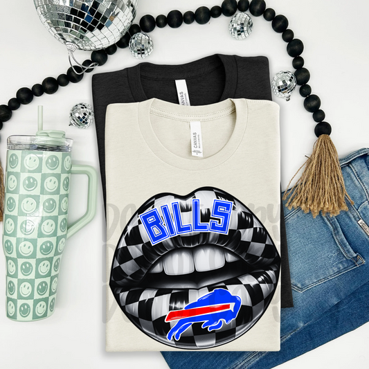 Bills ; Checkered Lip - DTF TRANSFER (T4KD)