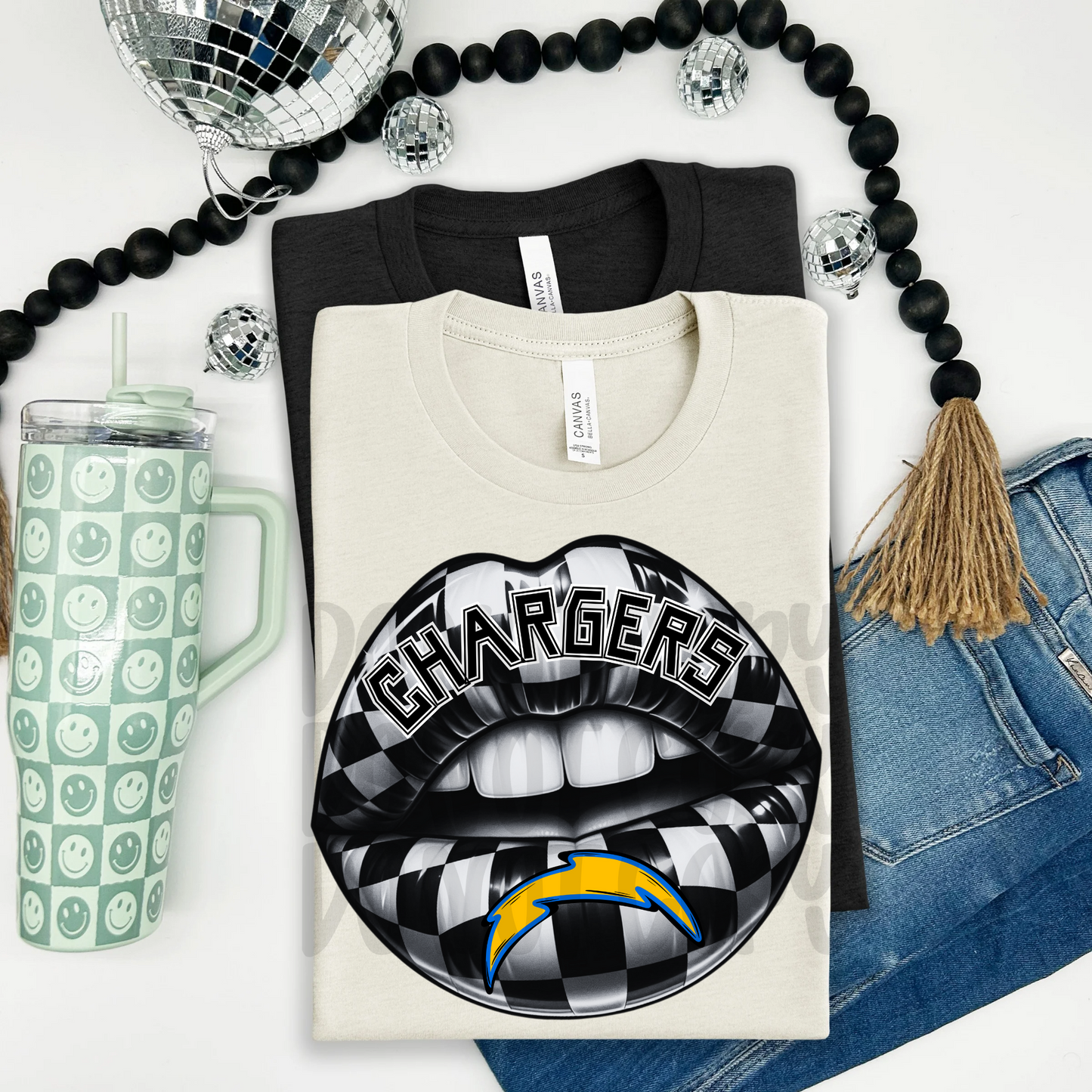 Chargers ; Checkered Lip - DTF TRANSFER (T4KD)