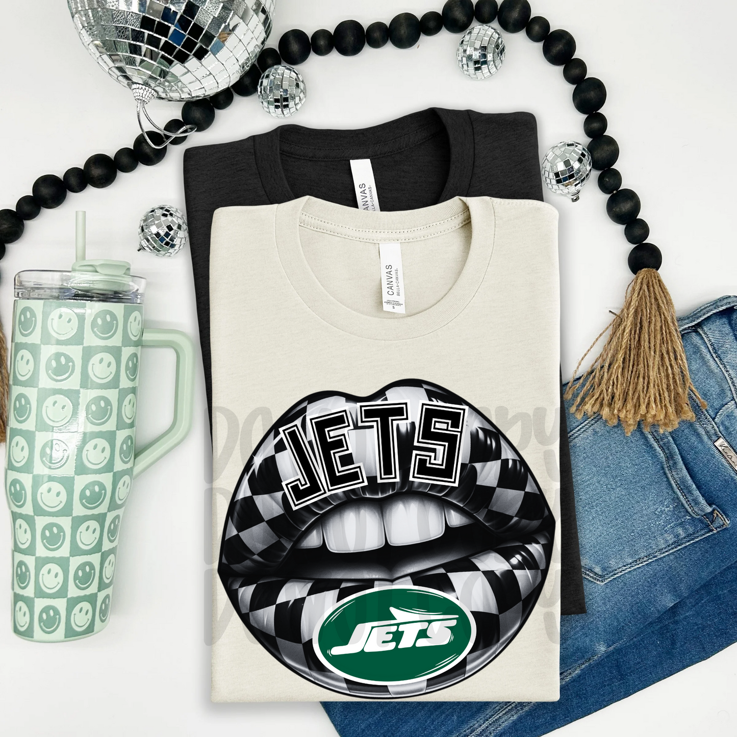 Jets ; Checkered Lip - DTF TRANSFER (T4KD)