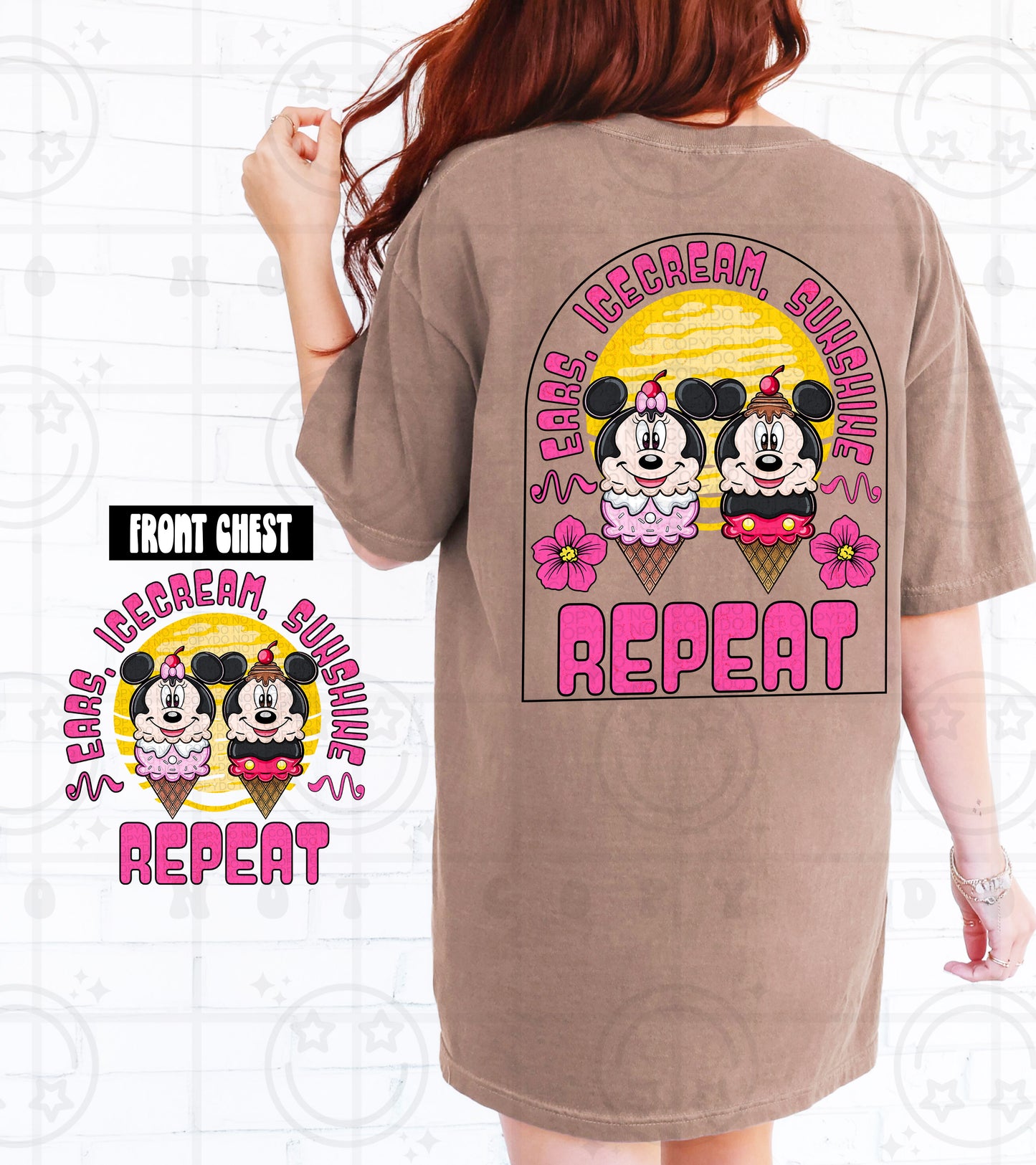 Ears ice cream sunshine repeat diz - DTF TRANSFER (HWDMY25)