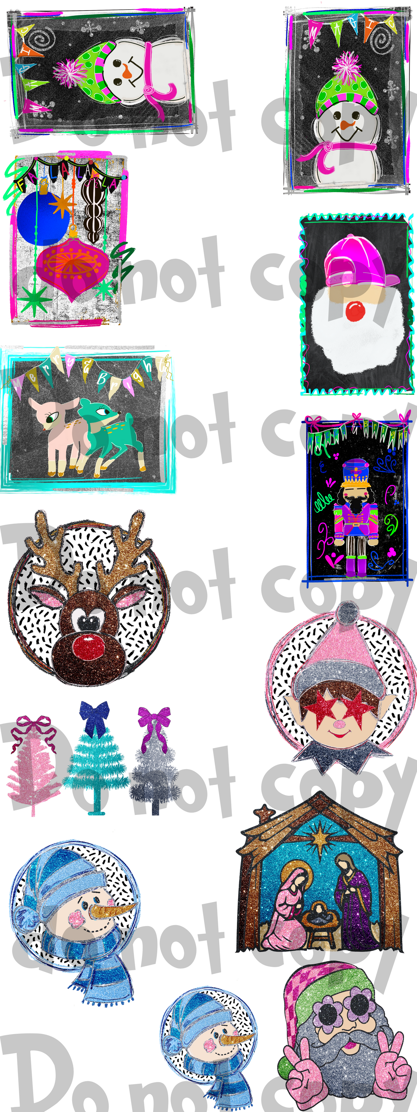 Hand painted Christmas #1 YOUTH ; premade gang sheet 22x60