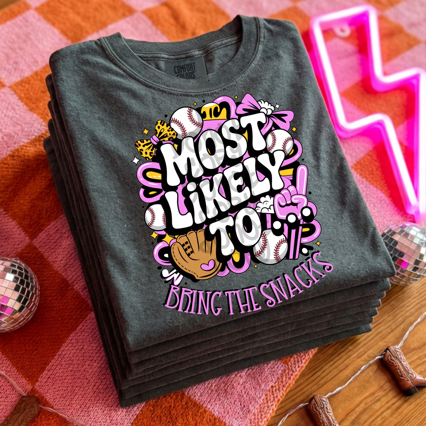 Most likely to bring the snacks baseball - DTF TRANSFER (PVC)