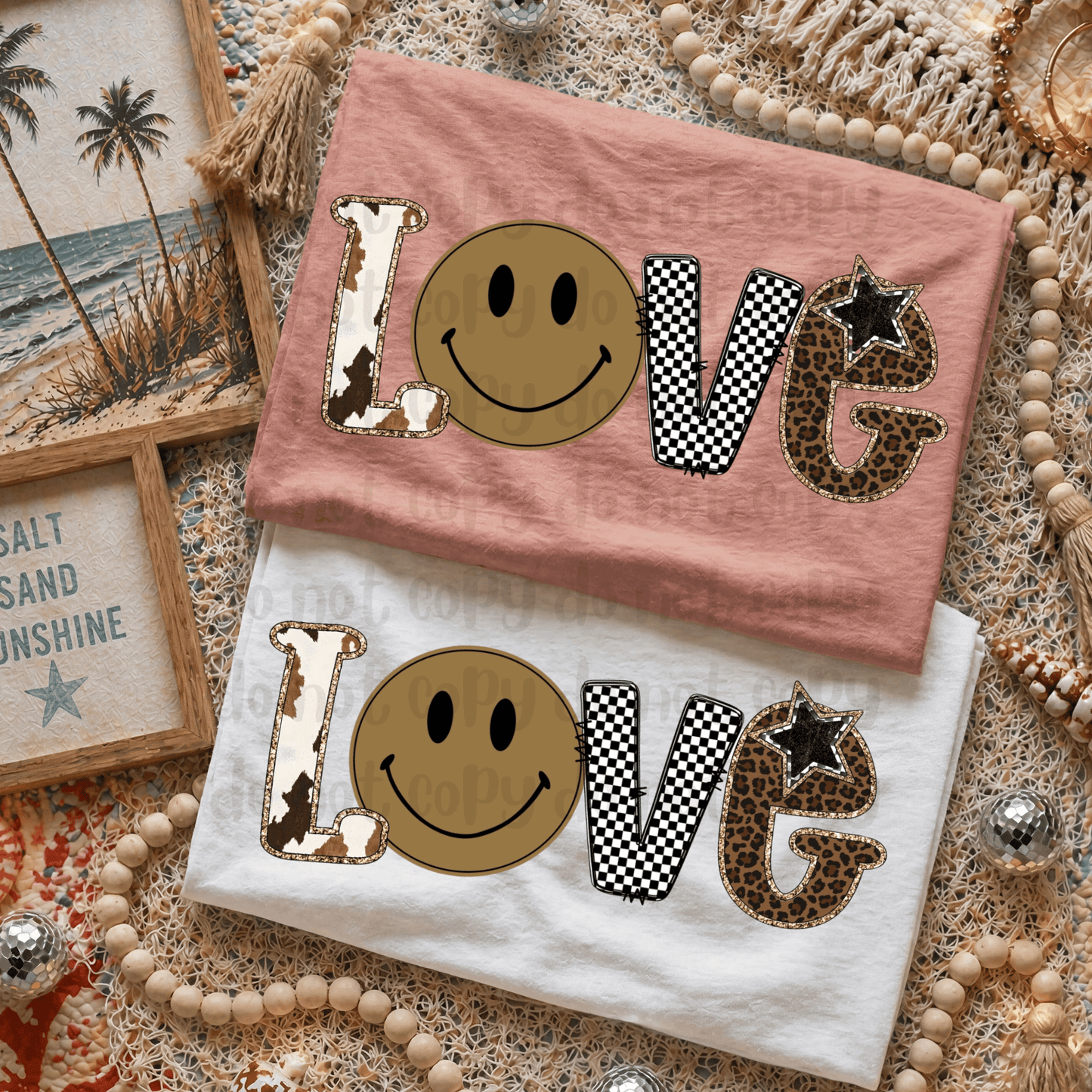 Love cheetah cow print checkered - DTF TRANSFER (PVC)