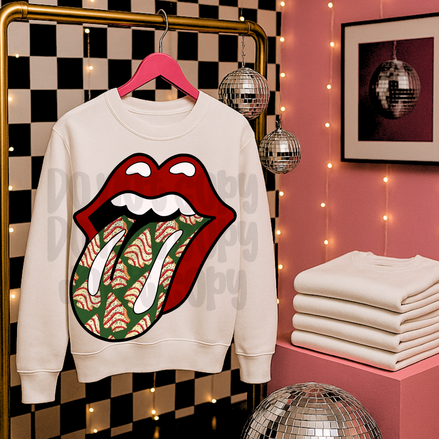 Tree cakes Christmas rolling lip and tongue EXCLUSIVE - DTF TRANSFER