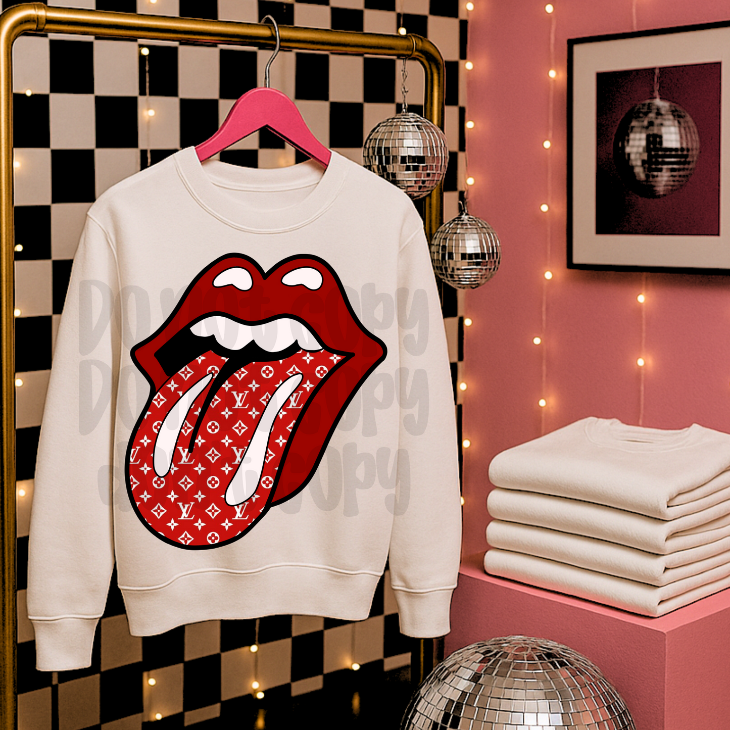 Boujee Christmas rolling lip and tongue EXCLUSIVE - DTF TRANSFER