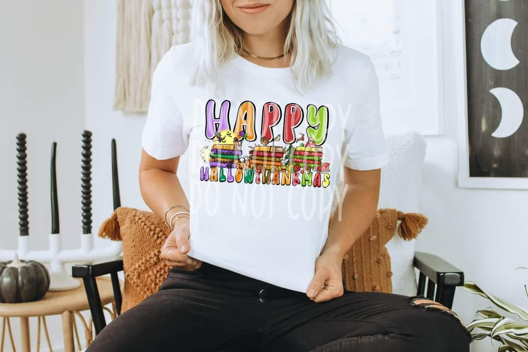 Happy HALLOWTHANKMAS books - DTF TRANSFER ONLY