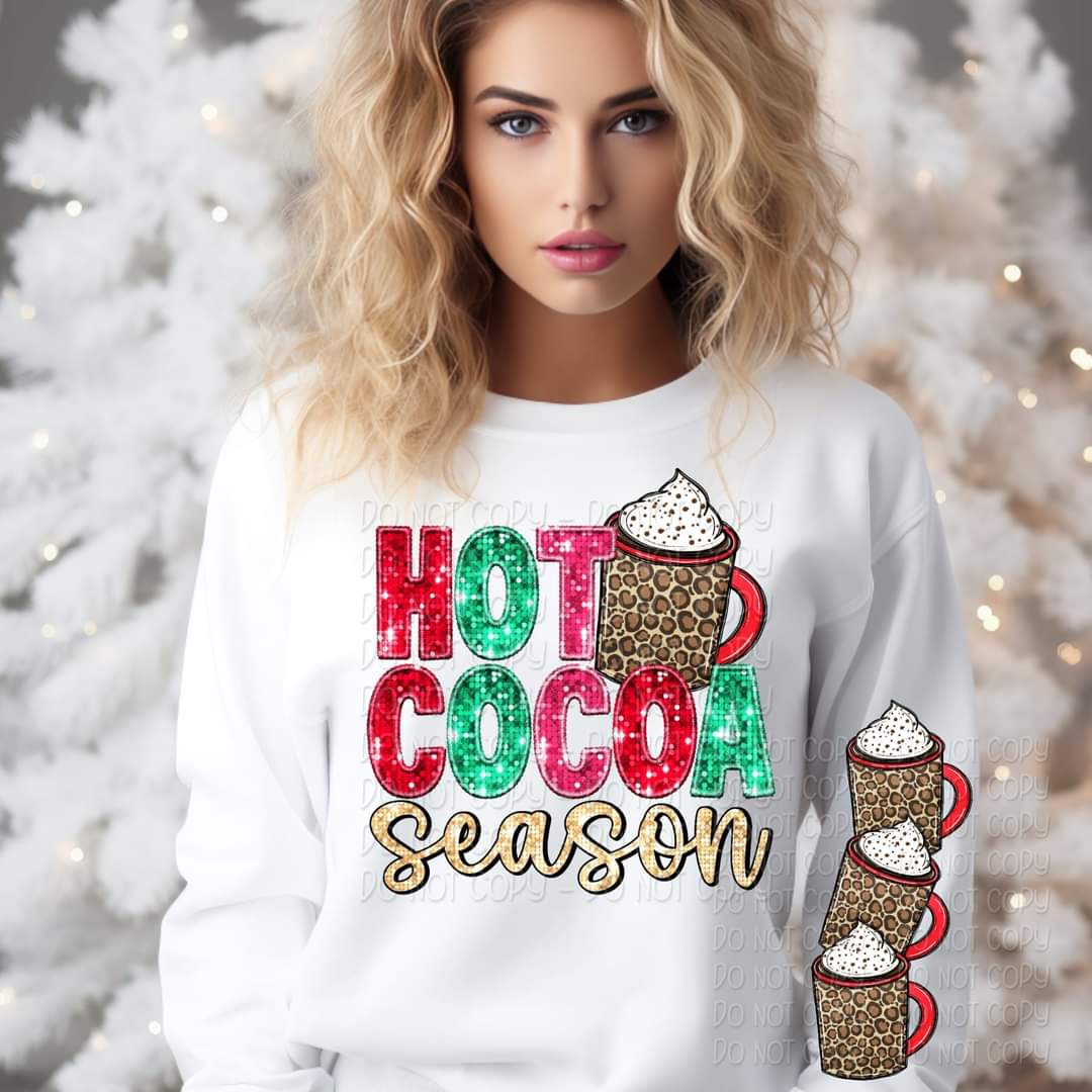 Hot Cocoa season faux sequins - DTF TRANSFER ONLY (DWS)