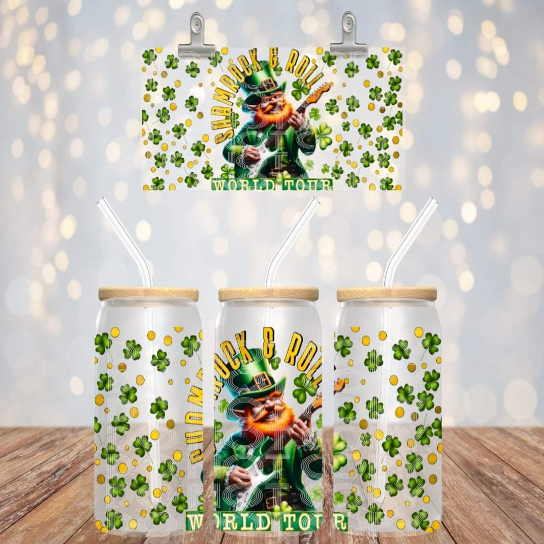 Shamrock & Roll World Tour - UV dtf wrap 16oz libbey : TED